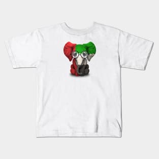 Baby Elephant with Glasses and UAE Flag Kids T-Shirt